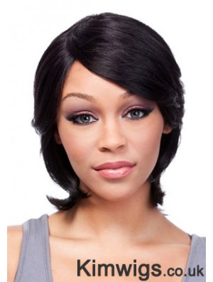 Chin Length Black Straight With Bangs Incredible African American Wigs