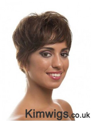 Short Brown Layered Wavy Style Full Lace Wigs
