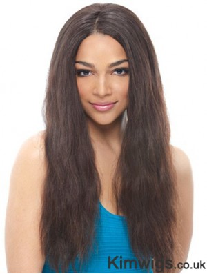 24 inch Black Long Without Bangs Wavy Suitable Lace Wigs