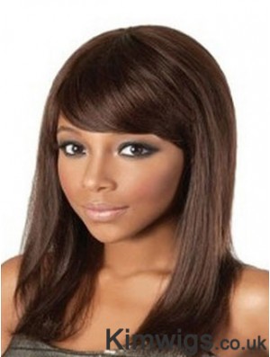 Shoulder Length Auburn Straight With Bangs Great African American Wigs