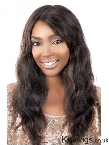 Long Brown Wavy Without Bangs Modern African American Wigs