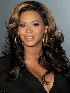 Long Ombre/2 Tone Wavy Without Bangs Durable African American Wigs