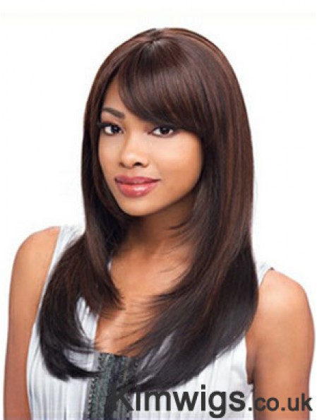 Long Auburn Straight Layered Exquisite African American Wigs