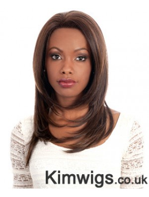 Convenient Auburn Long Without Bangs Straight Glueless Lace Front Wigs