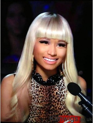 24 inch Blonde Wavy With Bangs Long Incredible Nicki Minaj Wigs
