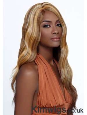 Long Blonde Wavy Layered Ideal African American Wigs