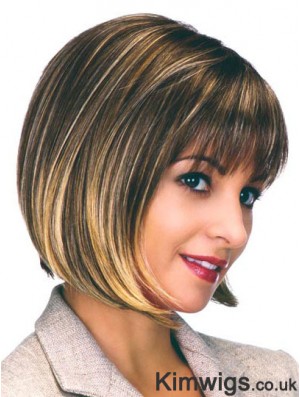 Capless Chin Length Straight Brown Flexibility Bob Wigs