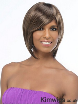 Chin Length Brown Straight Bobs Sleek African American Wigs