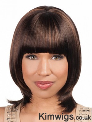 Sleek Chin Length Yaki 16 inch Synthetic Glueless Lace Front Wigs