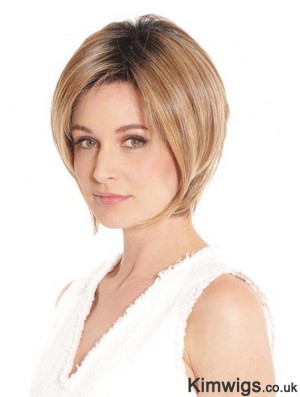 Lace Front Bob Wig Blonde Straight Synthetic Wig UK 8 Inch