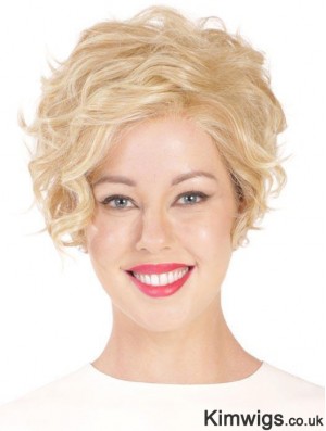 Blonde Cropped Wig Short Curly Monofilament Wig UK