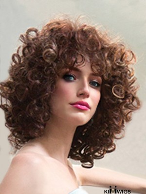 Curly Wig Mono Cap Cheap Synthetic Wig For Ladies Shoulder Length