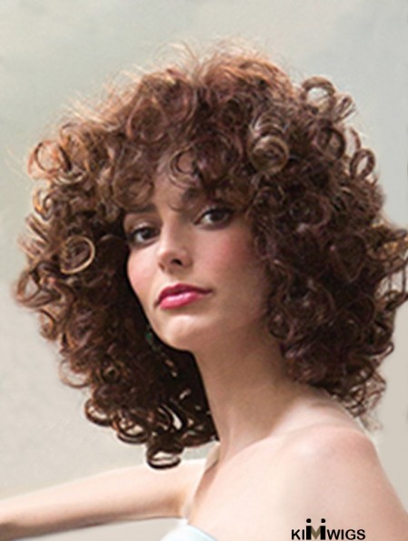 Curly Wig Mono Cap Cheap Synthetic Wig For Ladies Shoulder Length