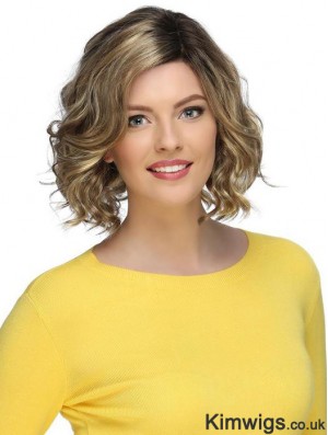 Blonde Stylish Curly Chin Length Synthetic Bob Wigs