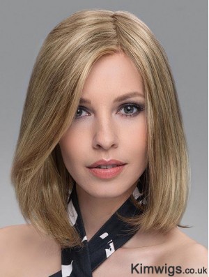 Blonde Soft Straight Shoulder Length Synthetic Bob Wigs