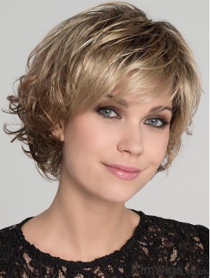 Blonde Wig Bob Cut Wavy Wig UK For Sale 8 Inch