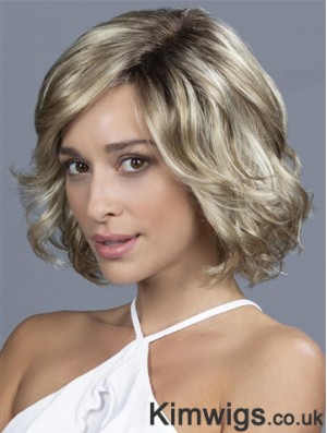 10 inch Chin Length Soft Blonde Wavy Bob Wigs