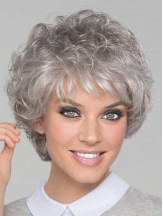 8 inch Short Top Lace Front Curly Grey Wigs