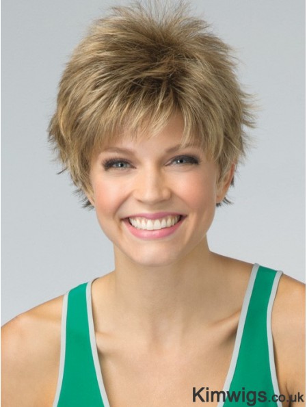 Short Pixie Cut Synthetic Wig Blonde Color Cropped Length Boycuts