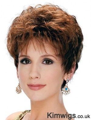 Classic Lady Wig With Capless Synthetic Curly Style Short Length