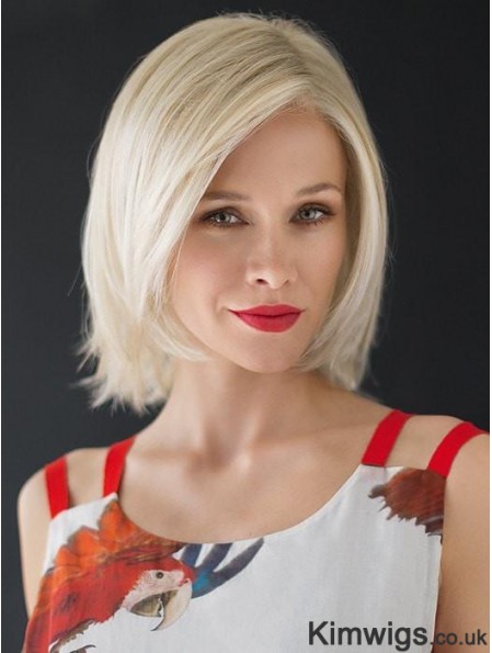 Monofilament White 12 inch Chin Length Layered Heat Resistant Wig