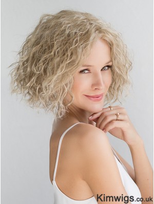 Blonde Chin Length Curly Without Bangs 10 inch Fashionable Medium Wigs