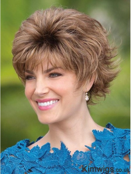 Layered Brown Wavy 5 inch Short Synthetic Wigs