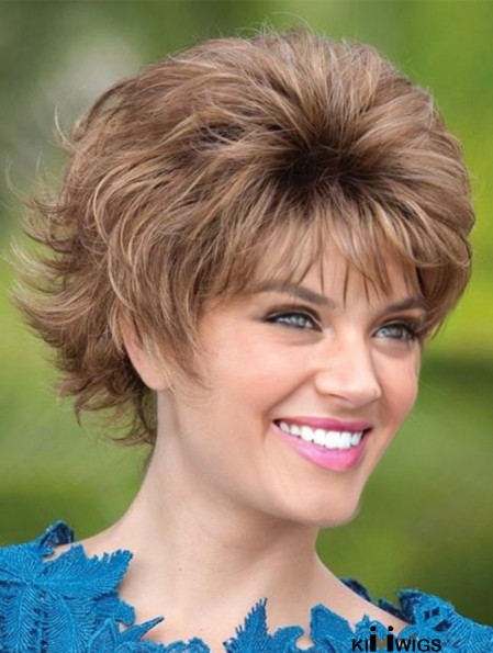 Layered Brown Wavy 5 inch Short Synthetic Wigs