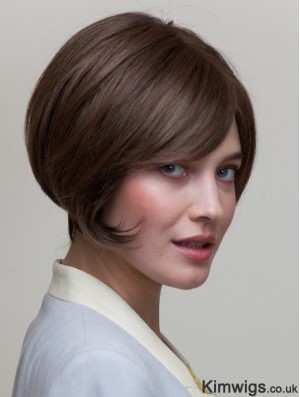 8 inch Short Brown Straight Natural Bob Wigs