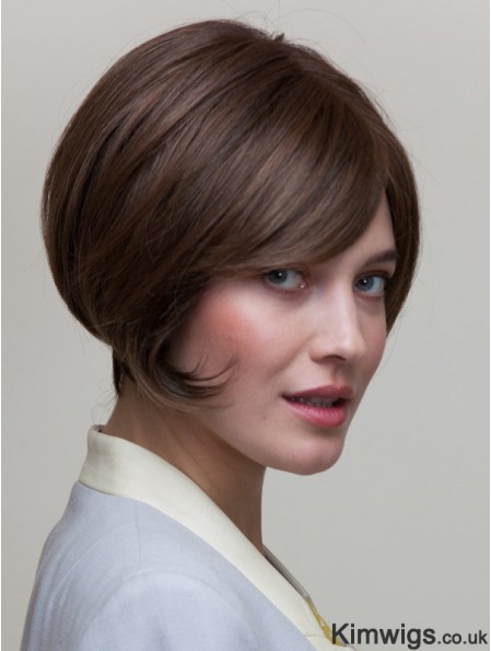 8 inch Short Brown Straight Natural Bob Wigs