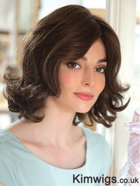 Brown 12 inch With Bangs Chin Length Affordable Monofilament Wigs