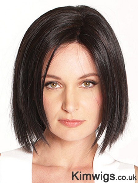 10 inch Chin Length Black Straight Soft Bob Wigs