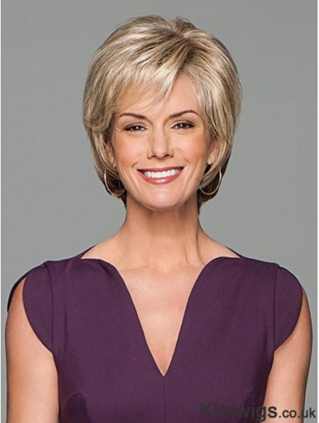 Short Wavy Blonde 6 inch Lace Wig Cap