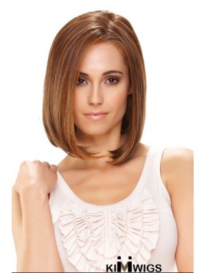 Synthetic Front Lace Wigs Chin Length Monofilament Straight Style Brown Color