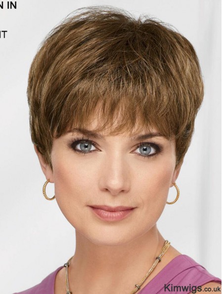 Brown 8 inch Boycuts Flexibility Capless Synthetic Wigs