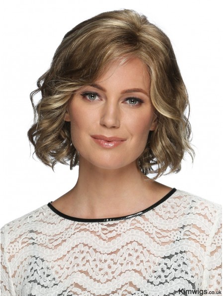 Lace Front 12 inch Wavy Blonde With Bangs Wigs