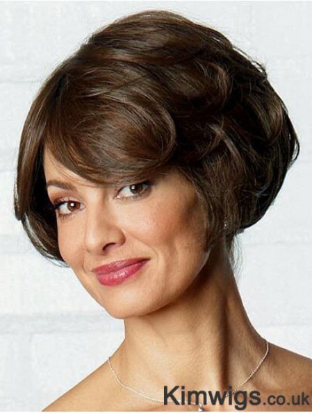 Short Brown Fashionable 6 inch Wavy Bob Wigs