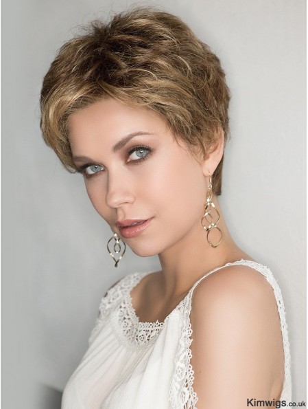 100% Hand-tied 4 inch Curly Blonde Boycuts Synthetic Wigs Women