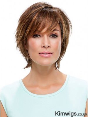 Layered Synthetic Brown 10 inch Straight Synthetic Lace Front