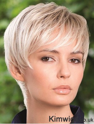 Synthetic Hair Wig Boycuts Straight Style Blonde Color Short Length