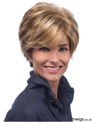 Synthetic Wigs That Look Real Wavy Style Blonde Color With Bangs