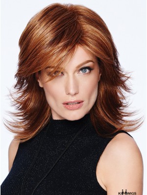 Capless Auburn 12 inch Shoulder Length Layered Synthetic Wigs