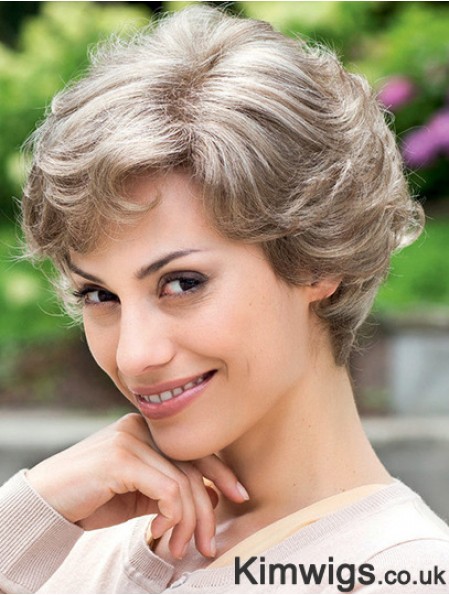 Cheap Grey Wig 100% Hand Tied Layered Cut Short Style