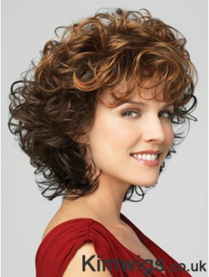 Classic Ladies Wig With Bangs Lace Front Curly Style Chin Length