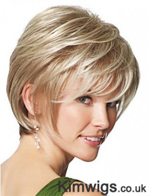 Synthetic Wigs UK Only Straight Style Short Length Blonde Color