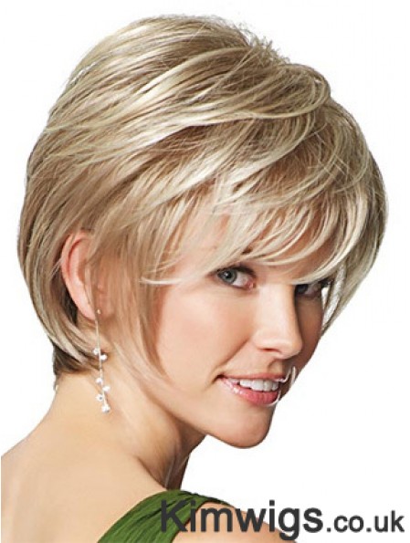 Synthetic Wigs UK Only Straight Style Short Length Blonde Color