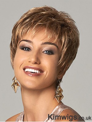 Sleek Short Synthetic Wigs UK Cropped Length Blonde Color Boycuts
