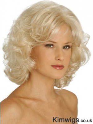 Wigs UK Synthetic Chin Length Blonde Color Curly Style