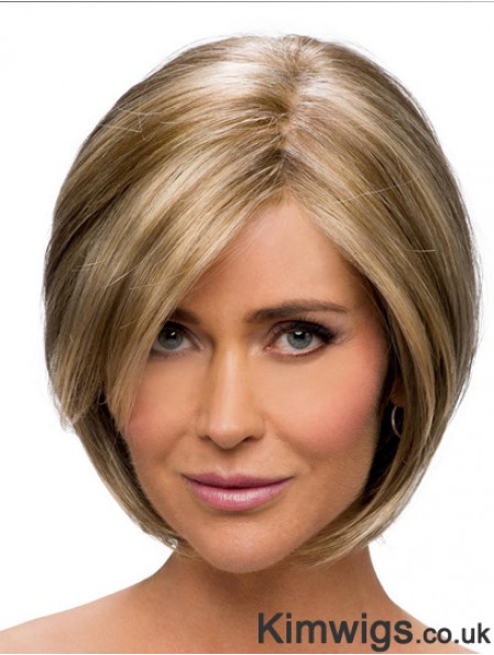 Cheap Synthetic Ladies Wigs With Monofilament Brown Color Chin Length