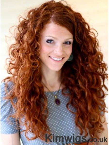20 inch Curly Without Bangs Lace Front Copper Best Long Wigs